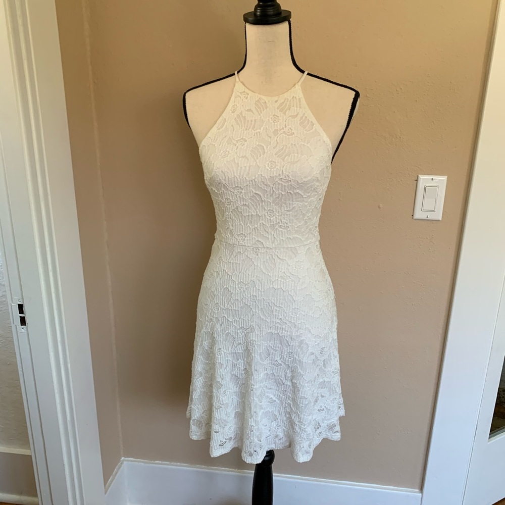 Aqua white halter dress